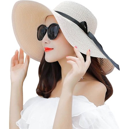 Naisten leveälierinen olkihattu aurinkohattu, joustava, kokoontaitettava, Upf 50+ kesäranta-hattu