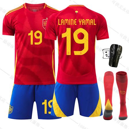 UEFA Euro 2024 Spania Hjem Fotballdrakt for barn nr. 19 Yamal 28 away 16