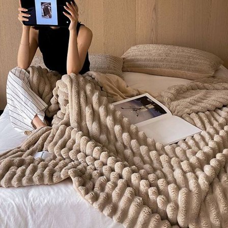 Faux pels pledd, tykt, ultramykt, varmt vinterpledd