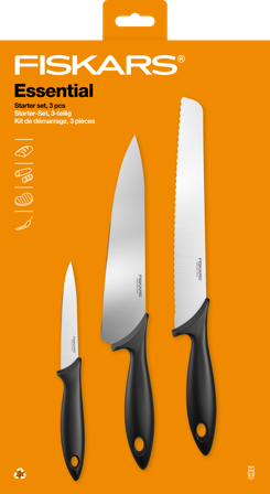 Fiskars Essential 1065583 Kniv sæt 3 dele, Madlavning & grill