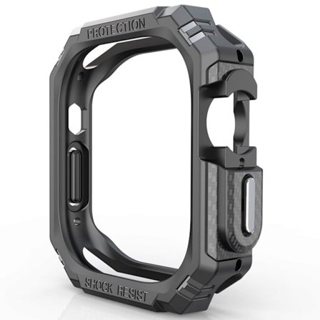 Apple Watch Ultra 2 49 mm / Ultra 49 mm Smartklokkeveske i karbonfiber med ripebestandig beskyttelsesramme - Svart / Svart