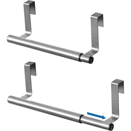 Utvidbar håndkletørkestang i rustfritt stål til montering på skapdører - 25-40x8x9cm - Kjøkken- og badtilbehør uten boring