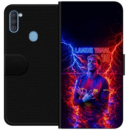 Yhteensopiva Lompakkokotelo Samsung Galaxy A11 Viktor Gyökeresin muotokuva Arsenal-paita päällä, jossa intensiivinen katse ja tumma dramaattinen taust