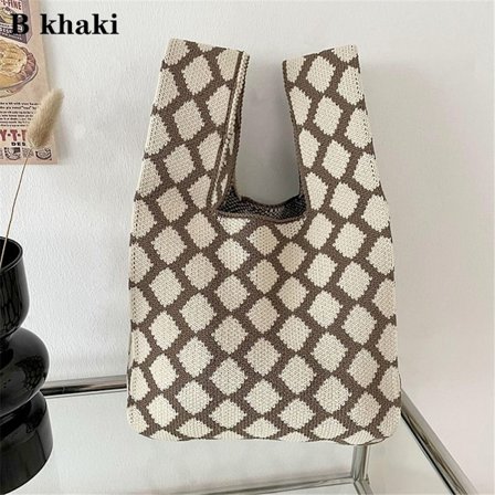 Strikket håndtaske knude håndledstaske KHAKI B B