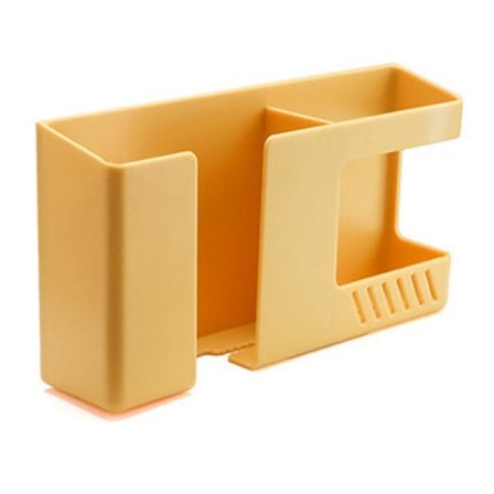 Väggmonterad telefonhållare, telefonstativ med data kabelmottagningshål. Multifunktionell telefonladdningsdocka med lim - 26 (gul)