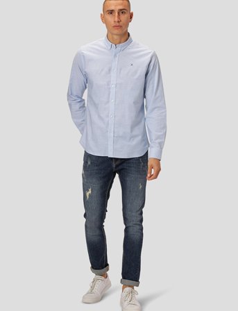 Clean Cut Copenhagen Oxford Stretch Stripe L/S - Blue - XL