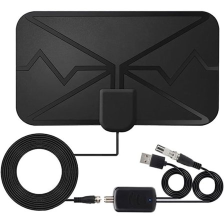 Tehokas sisätilojen HD digitaalinen maanpäällinen TV-antenni signaalivahvistimella, jopa 120 km kantama, ilmaiset paikalliset kanavat, 1080P 4K -