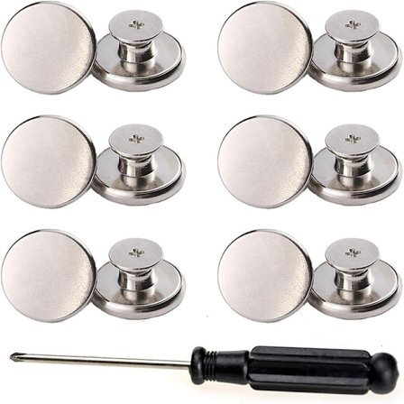 Ersättande Silver Jeansknappar, 12-pack