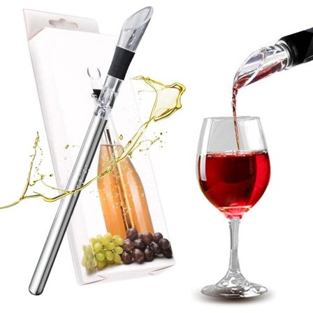 Dubbeländamålsset i rostfritt stål 304, vinkylstav med pip, tillbehör till vindrinkar, presenter till röd- och vitvinsälskare