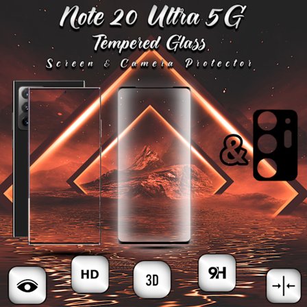 1-Pack Samsung Note 20 Ultra 5G Skärmskydd & 1-Pack linsskydd - 9H GLAS