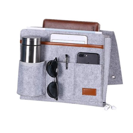 Sofa armlæn organizer, skridsikker lænestol opbevaringspose med 5 lommer