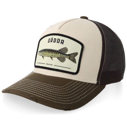Skillfish - Beige trucker Keps - Gädda Stor Patch Distressed Stone/Brown/Olive A-Frame Trucker @ Hatstore
