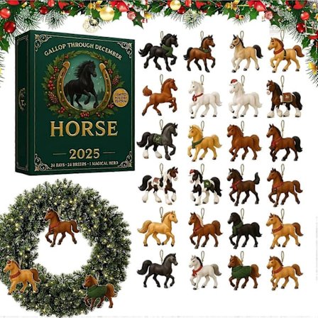 Hest Adventskalender 2025, 24 Dagers Julekalender med 24 Ulike 2D Akryl Mini Hest Ornamenter, Julegave, Jul_Billige gaver