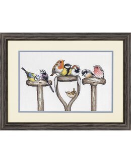 Stickpackung Bild Kleinvögel auf Stiel