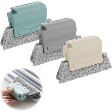 Sett med 3 - Skrubbebørste - Vindussporrengjøringsbørste - Rengjøringsbørste - Mini liten børste - 2-i-1 Multifunksjonell - Spor