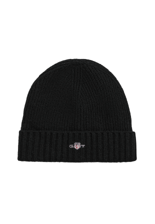 GANT Unisex. Shield Wool Beanie Mössor Herr Svart ONESIZE