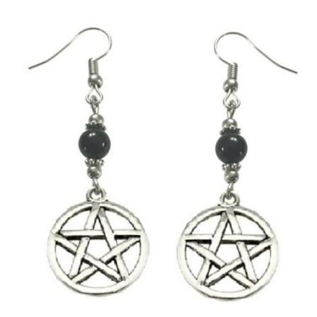Earrings - Pentagram - Onyx