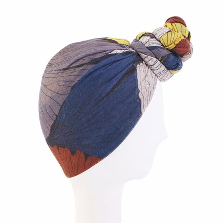 Etnisk stil balinesisk garnlindad huvudduk (gul curry marinblå)