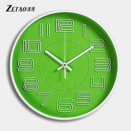 Veggklokke Moderne Enkel Tredimensjonal Karakter Personlig Kreativ Sirkulær Veggklokke Soverom Silent Quartz Clock 12 Tommer 30 cm green