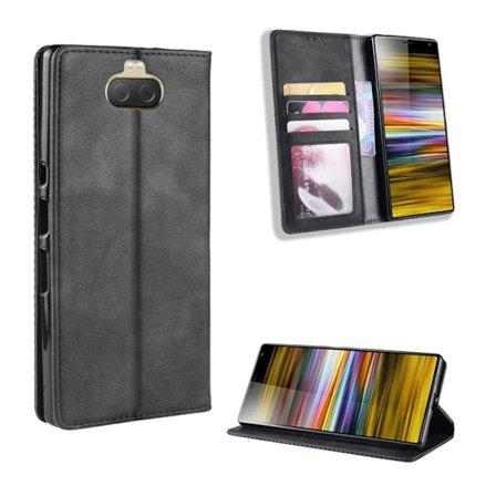 Sony Xperia 10 Plus fodral i vintagestil - Svart