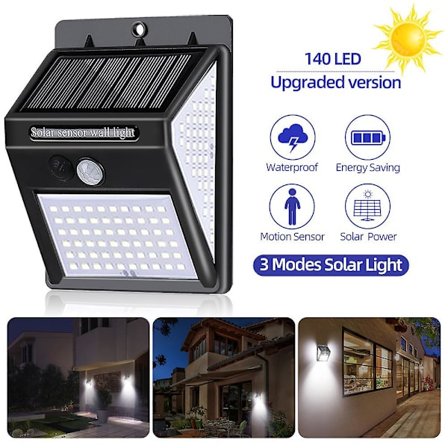 LED aurinkoenergialamput liiketunnistimella puutarhaan, pihaan, seinävalaisin, turvavalaistus ulkokäyttöön