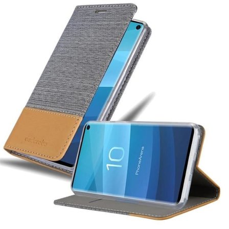 Coque - CADORABO - Samsung Galaxy S10 5G - Ljusgrå och brun - Magnetstängning - Ställfunktion