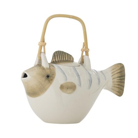Bloomingville Wrenna Tekanne Grå Fisk håndmalt