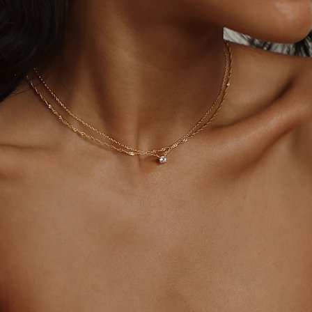 Diamanthalskæde til kvinder, Tynd 14k Guld/Sterling Sølv Choker Halskæde Simpel Forgyldt Smykke Halskæde til K