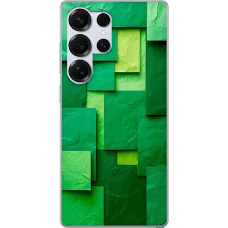 Kompatibelt Mobildeksel til Samsung Galaxy S25 Ultra Abstrakt grønn geometrisk bakgrunn med lag og dybde i moderne minimalistisk design i ulike grønne