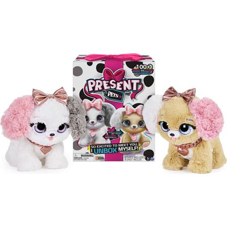 Present Pets Fancy Puppy Interactive Plush Rose Gold