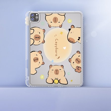 Etui til iPad 2025 11"/10 10.9" Sød Capybara Enkelt Penholder og Fuld