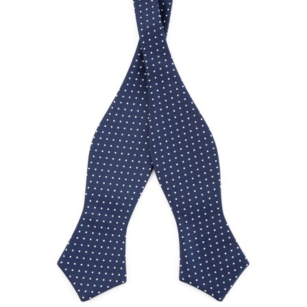 Papion albastru cu model cu puncte mici pentru bărbați - Papioane self-tie