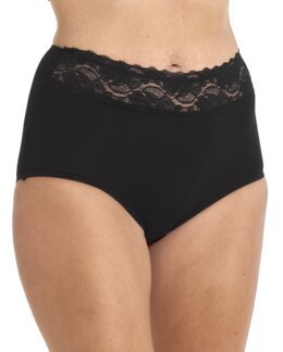 Stretchtrusser med blondekant. Sort - 52/54 - Louise