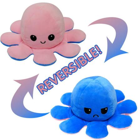 Dubbelsidig Vändbar Bläckfisk Plyschleksaker, Reversible Octopus Multifärg
