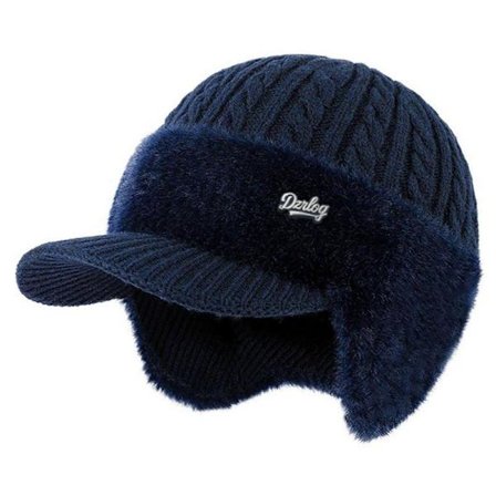 Varm strikket vinterhue til mænd og kvinder - Fleeceforet beanie med øreklapper, tyk termisk hue til mor, far og ældre gaver