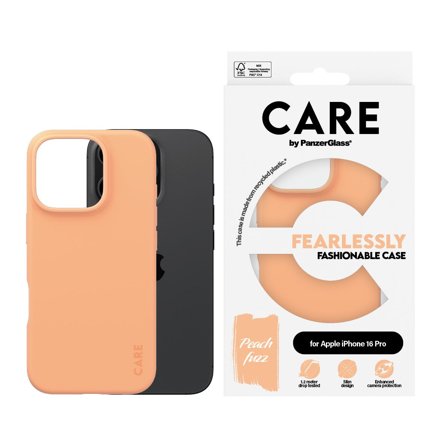 CARE by Panzer Fashionable Case Peachy iPhone 16 Pro PanzerGlass - High quality tempered glass screen protector