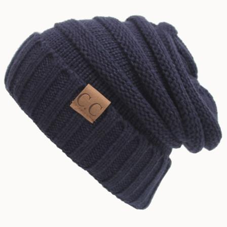 Höst- och vintermärkning av stickad mössa i ylle cap för utomhusbruk Håll varm mössa Navy blue Average size