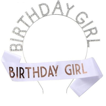 Birthday Headpiece Girl Tiara Headband Birthday Satin Sash For Party Decorations Supplies