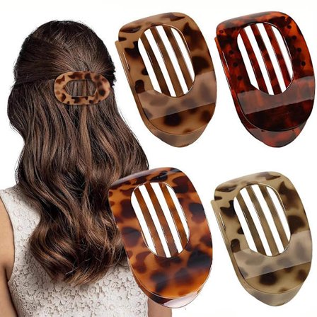 Hårnål, 4 stk., Hårtilbehør, Hårklemme, Buede flade klemmer, Flad klo-klemme til kvinder, Style D