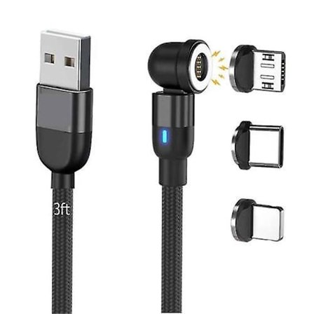 Statik 360 Kabelroterende Telefonlader - Laget av slitesterk nylonflette - Rask