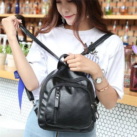 Varkaudenesto Pehmeä PU-nahkainen reppu Naiset Vintage Olkalaukku Naisten Mini Matkareppu Koululaukut Tytöt Mochila Feminina~02679