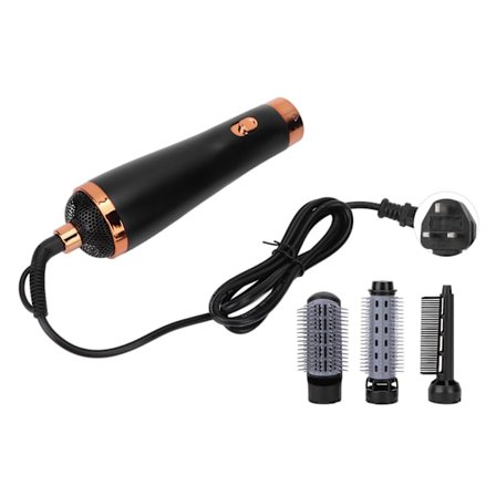 3-i-1 Varmluft Hårtørrerbørste Anti-skoldning 1000W 110‐240V til Hårstyling Krølning Glatning UK Stik