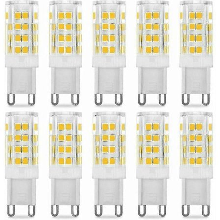 G9 5W LED pære, 40W svarende til, Varm Hvid 3000k, 220-240V, 360 graders spredningsvinkel, Pakke med 10, dolaso [DB]