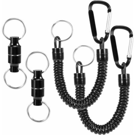 2-pack magnetisk håvförlängare med spiralfjäder för flugfiske, modell: Svart