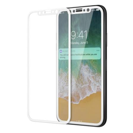 SKALO iPhone X/XS Heltäckande Skärmskydd Härdat Glas - Fler färg Vit