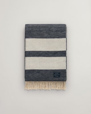 GANT - Bomullspledd med striper marine