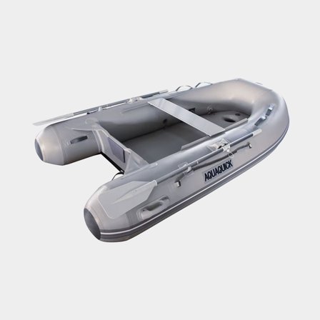 Inflatable boat / inflatable dinghy Aquaquick 300, air deck, grey + oars + pump + repair kit