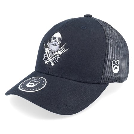 Bearded Man - Brun trucker Caps - Bearded Rockstar Scull Black Trucker @ Hatstore