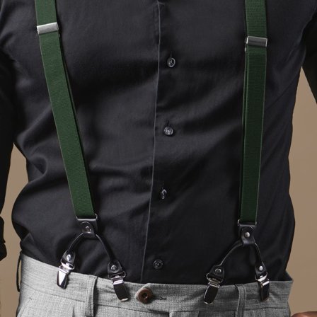 Smale Mørkegrønne Bukseseler med Klyper for menn - Bukseseler med klyper