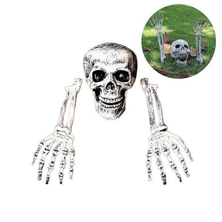 Halloween Dekorationer, 3 Set Halloween Skelett Pinnar Set, Realistiska Skalle Ben Huvud och Armar Gräspinnar, Halloween Rekvisita
